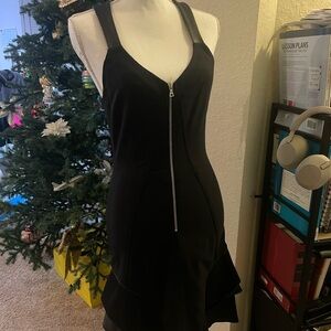 YIGAL AZROUEL PLUNGE NECKLINE KNEE LENGTH DRESS